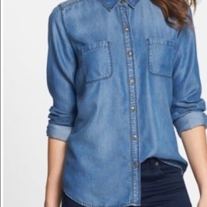 Halogen Women’s Tencel Dark Indigo Blouse Size S